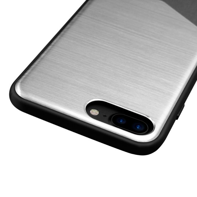Nillkin - Handy Hülle für iPhone 8 Plus / 7 Plus - Cover aus Aluminium/Leder - Lensen Series - silber