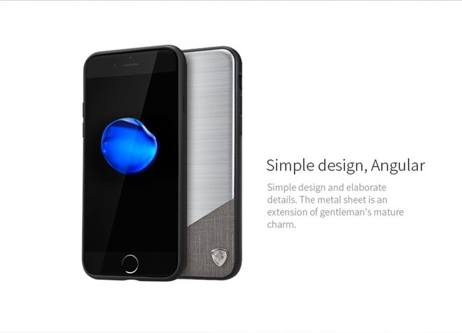 Nillkin - Handy Hülle für iPhone 8 Plus / 7 Plus - Cover aus Aluminium/Leder - Lensen Series - silber