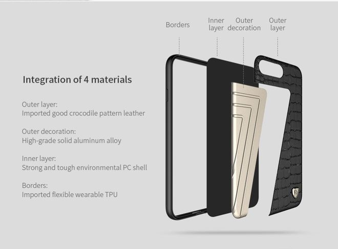 Nillkin - iPhone 8 Plus / 7 Plus Hülle - Case aus Leder/Plastik - Hybrid Series - weiss