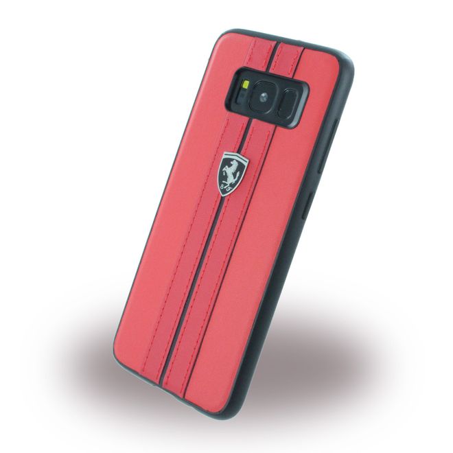 Ferrari - Samsung Galaxy S8 Handyhülle - Plastik Hardcover - Metall Logo - rot
