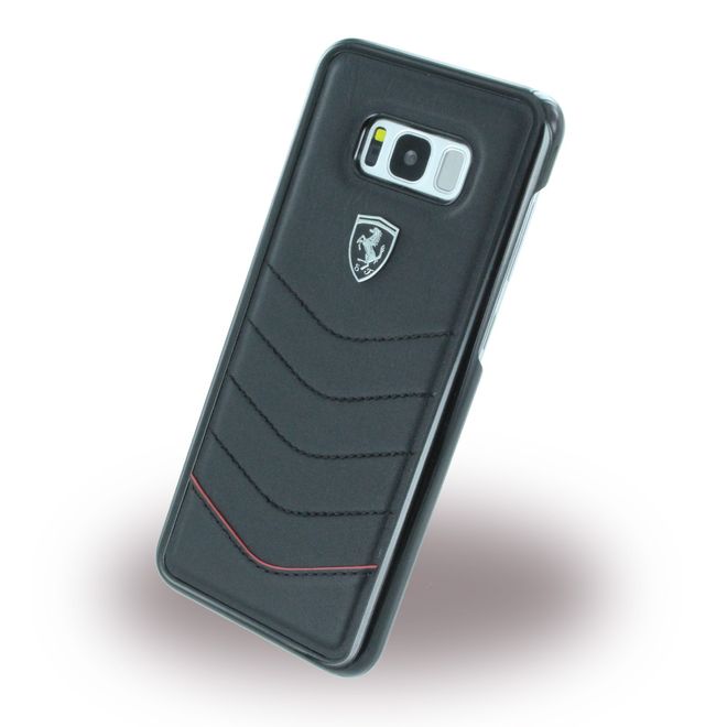 Ferrari - Samsung Galaxy S8 Plus Leder Hardcover Hülle - Heritage Series - schwarz