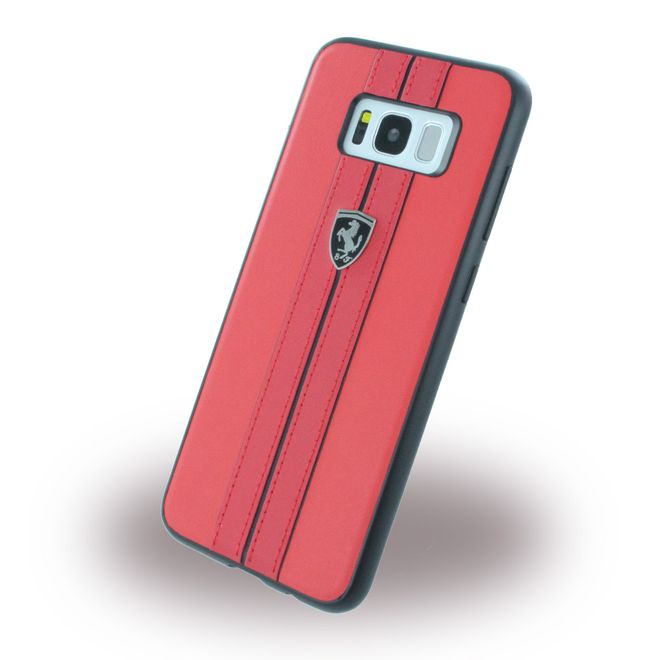 Ferrari - Samsung Galaxy S8 Plus Handyhülle - Plastik Hardcover - Metall Logo - rot