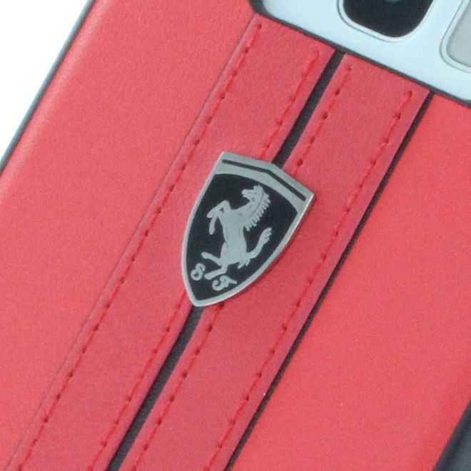 Ferrari - Samsung Galaxy S8 Plus Handyhülle - Plastik Hardcover - Metall Logo - rot