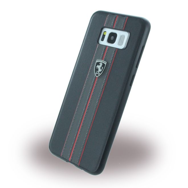 Ferrari - Samsung Galaxy S8 Plus Handyhülle - Plastik Hardcover - Metall Logo - schwarz