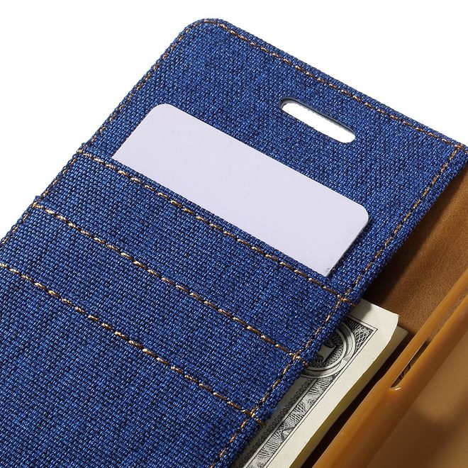 Goospery - Samsung Galaxy J3 (2016) Hülle - Handy Bookcover - Canvas Diary Series - blau/camel