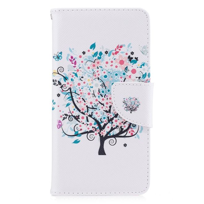 Huawei Enjoy 6S/Honor 6C Handyhülle - Cover aus Leder - mit Standfunktion - blühender Baum