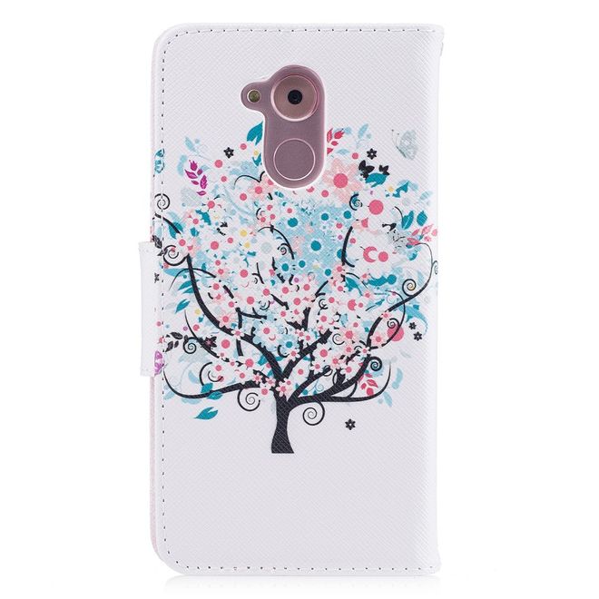 Huawei Enjoy 6S/Honor 6C Handyhülle - Cover aus Leder - mit Standfunktion - blühender Baum