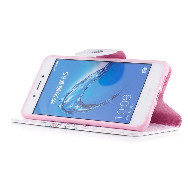 Huawei Enjoy 6S/Honor 6C Handyhülle - Cover aus Leder - mit Standfunktion - blühender Baum