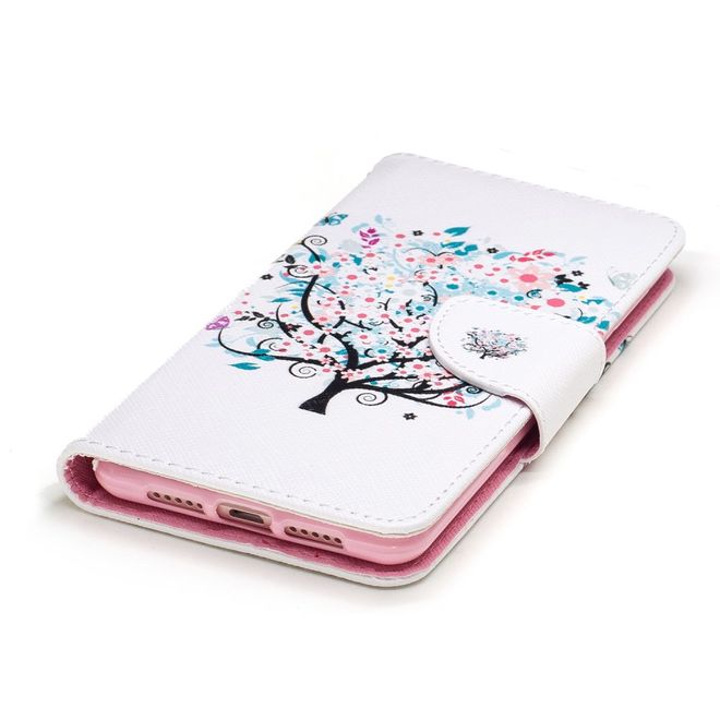 Huawei Enjoy 6S/Honor 6C Handyhülle - Cover aus Leder - mit Standfunktion - blühender Baum