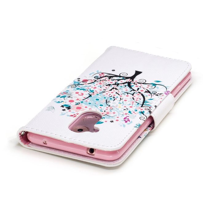 Huawei Enjoy 6S/Honor 6C Handyhülle - Cover aus Leder - mit Standfunktion - blühender Baum
