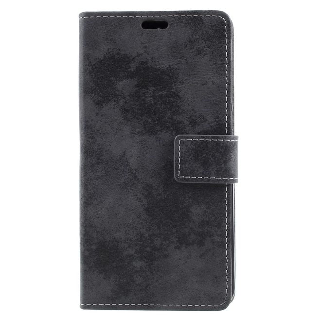 Handyhülle für Huawei Nova 2 Plus - Case aus Leder - Vintage Style - mit Visitenkartenfach - dunkelgrau
