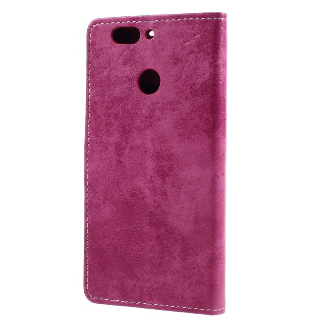 Handyhülle für Huawei Nova 2 Plus - Case aus Leder - Vintage Style - mit Visitenkartenfach - rosa