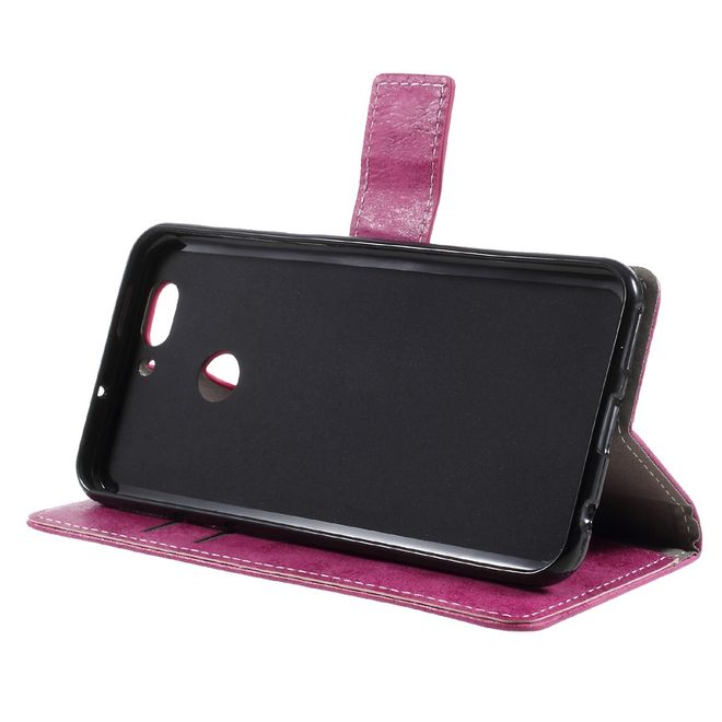 Handyhülle für Huawei Nova 2 Plus - Case aus Leder - Vintage Style - mit Visitenkartenfach - rosa