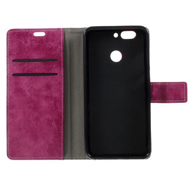 Handyhülle für Huawei Nova 2 Plus - Case aus Leder - Vintage Style - mit Visitenkartenfach - rosa