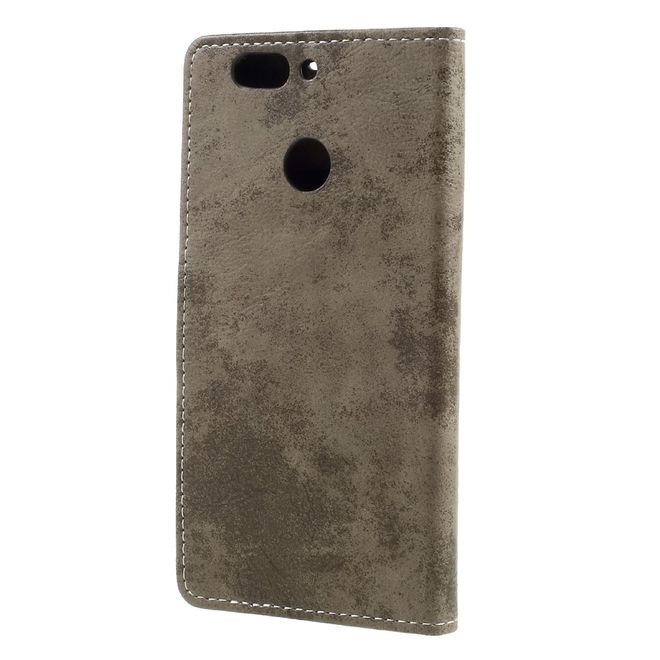 Huawei Nova 2 Plus Hülle - Case aus Leder - Vintage Style - mit Visitenkartenfach - khakifarben