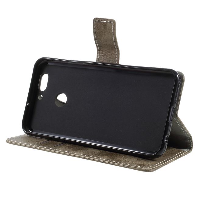 Huawei Nova 2 Plus Hülle - Case aus Leder - Vintage Style - mit Visitenkartenfach - khakifarben