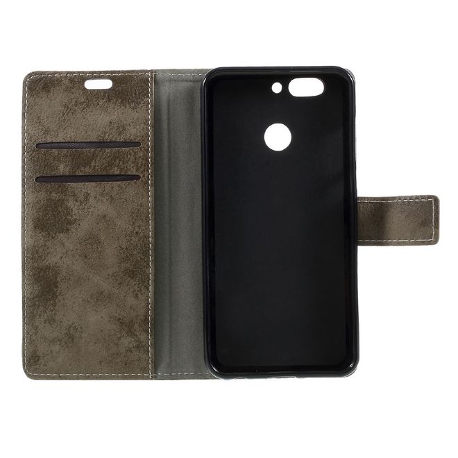 Huawei Nova 2 Plus Hülle - Case aus Leder - Vintage Style - mit Visitenkartenfach - khakifarben