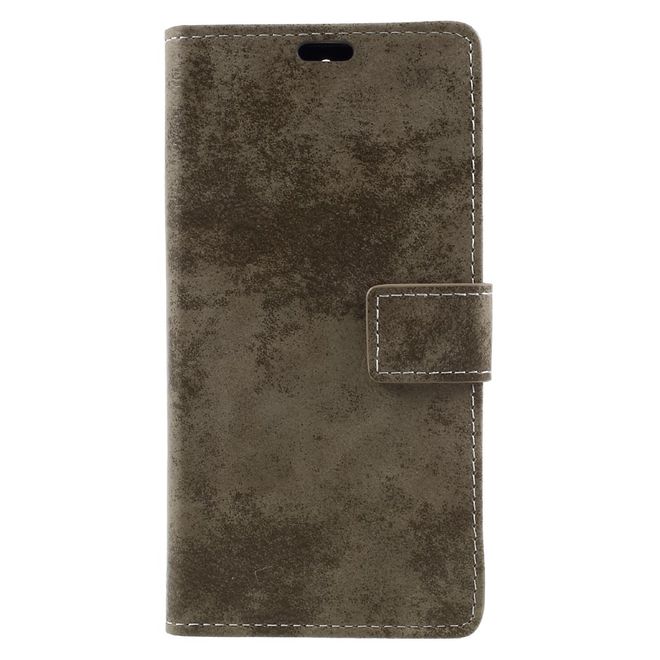 Huawei Nova 2 Plus Hülle - Case aus Leder - Vintage Style - mit Visitenkartenfach - khakifarben