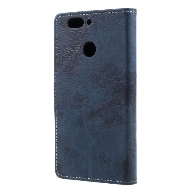 Handyhülle für Huawei Nova 2 Plus - Case aus Leder - Vintage Style - mit Visitenkartenfach - dunkelblau