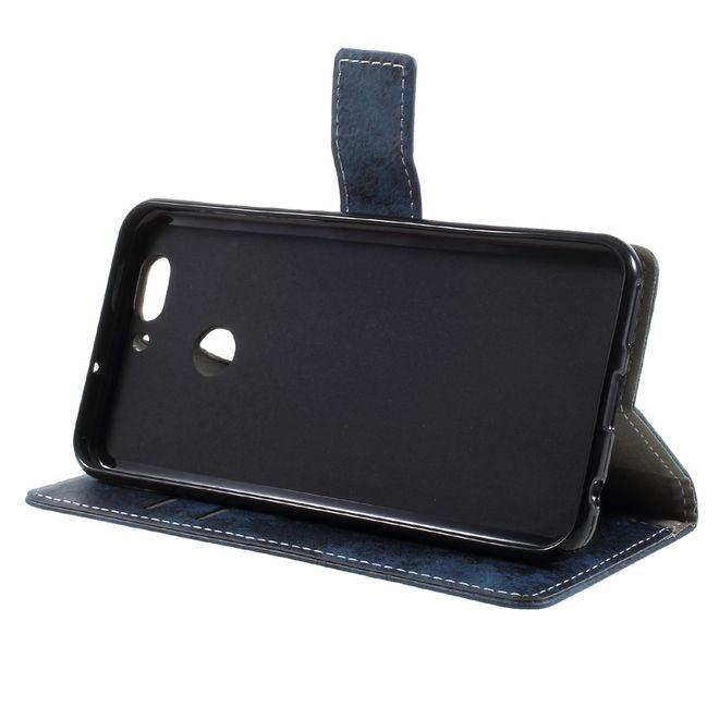 Handyhülle für Huawei Nova 2 Plus - Case aus Leder - Vintage Style - mit Visitenkartenfach - dunkelblau