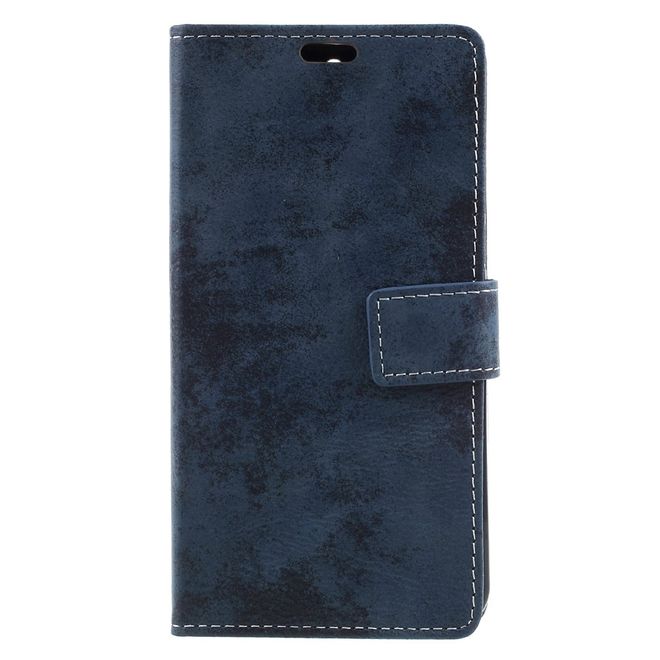 Handyhülle für Huawei Nova 2 Plus - Case aus Leder - Vintage Style - mit Visitenkartenfach - dunkelblau