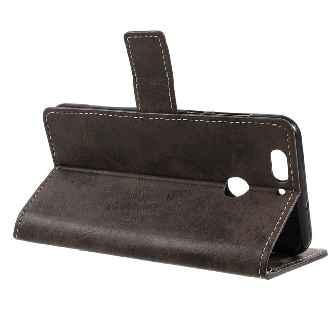 Handyhülle für Huawei Nova 2 Plus - Case aus Leder - Vintage Style - mit Visitenkartenfach - braun