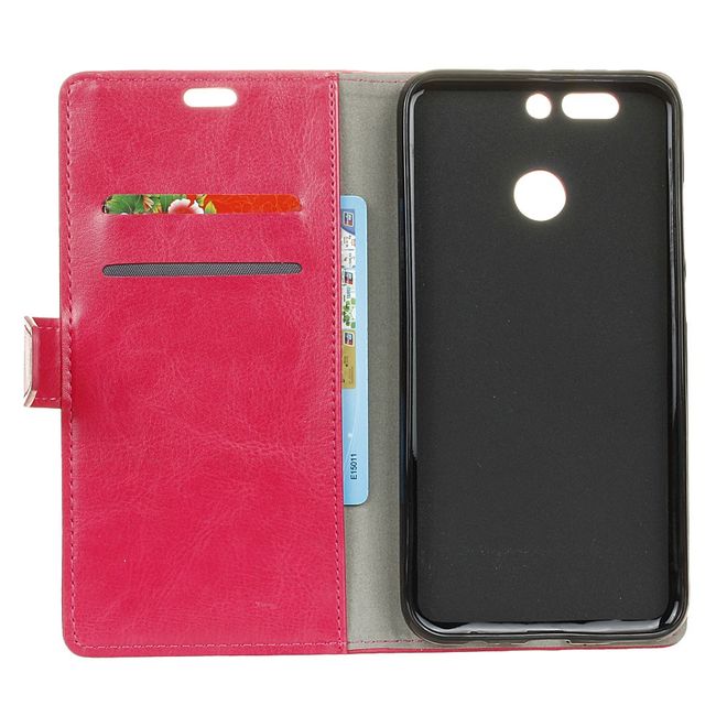 Huawei Nova 2 Handy Hülle - Crazy Horse Leder Bookcover - mit Standfunktion - rosa