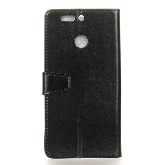 Huawei Nova 2 Plus Handy Case - Crazy Horse Leder Hülle - mit Standfunktion - schwarz