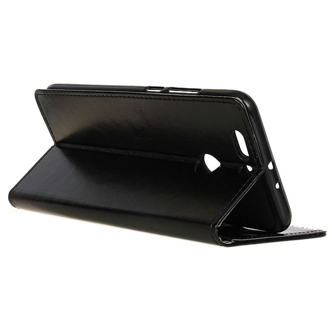 Huawei Nova 2 Plus Handy Case - Crazy Horse Leder Hülle - mit Standfunktion - schwarz