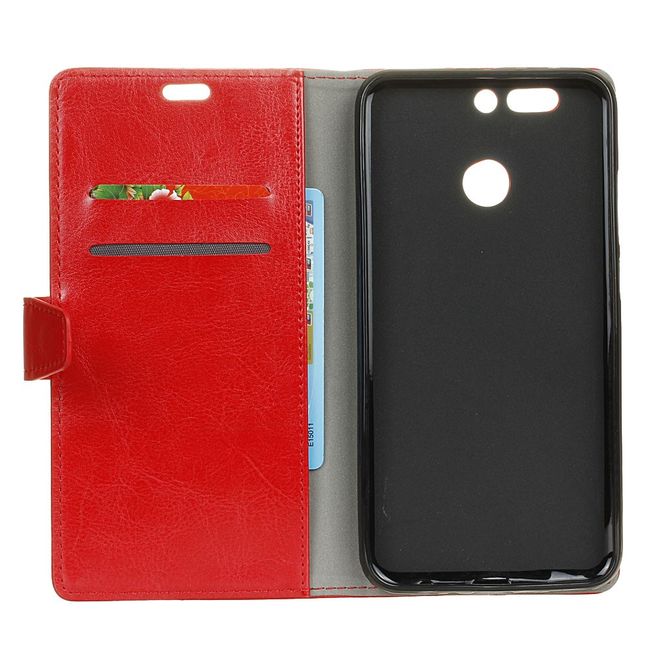 Huawei Nova 2 Plus Handy Case - Crazy Horse Leder Hülle - mit Standfunktion - rot