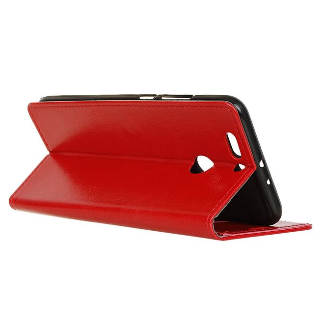 Huawei Nova 2 Plus Handy Case - Crazy Horse Leder Hülle - mit Standfunktion - rot