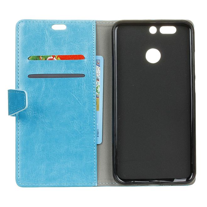 Huawei Nova 2 Plus Handy Case - Crazy Horse Leder Hülle - mit Standfunktion - blau