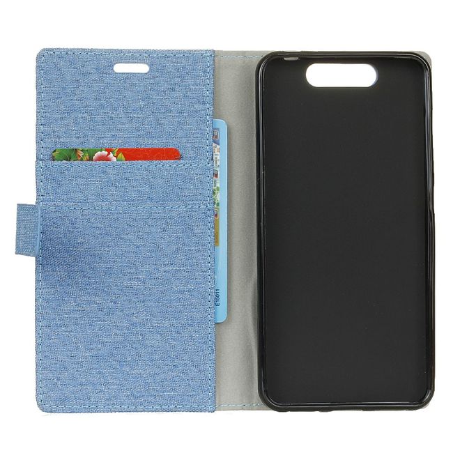 ZTE Blade V8 Handyhülle - Bookcover - mit Visitenkartenfach - blau
