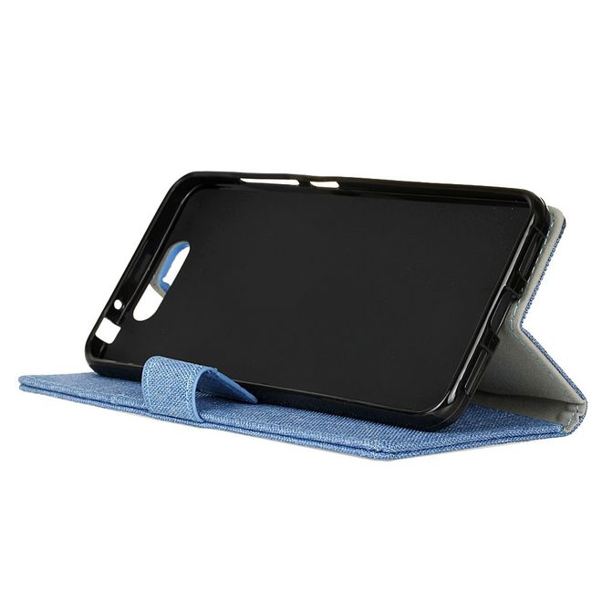 ZTE Blade V8 Handyhülle - Bookcover - mit Visitenkartenfach - blau