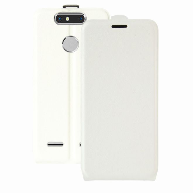 ZTE Blade V8 Mini Handyhülle - Crazy Horse Leder Flip Case - vertikal - weiss