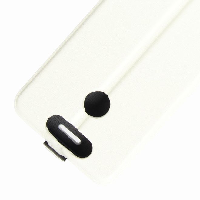 ZTE Blade V8 Mini Handyhülle - Crazy Horse Leder Flip Case - vertikal - weiss