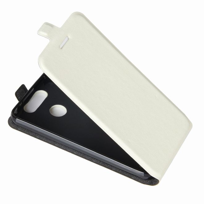 ZTE Blade V8 Mini Handyhülle - Crazy Horse Leder Flip Case - vertikal - weiss