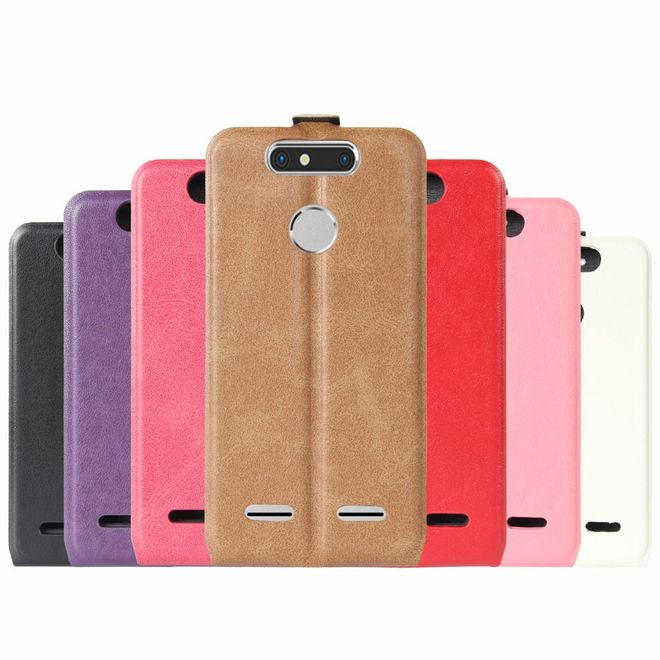 ZTE Blade V8 Mini Handyhülle - Crazy Horse Leder Flip Case - vertikal - weiss