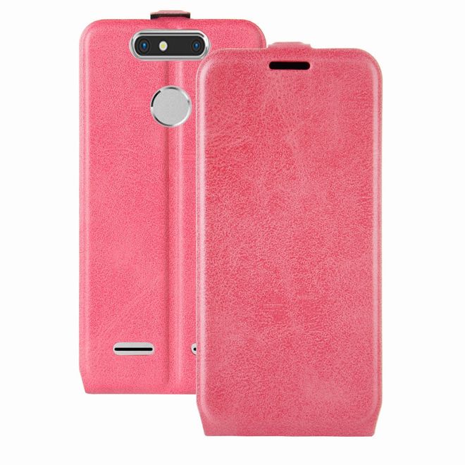 ZTE Blade V8 Mini Handyhülle - Crazy Horse Leder Flip Case - vertikal - rosa