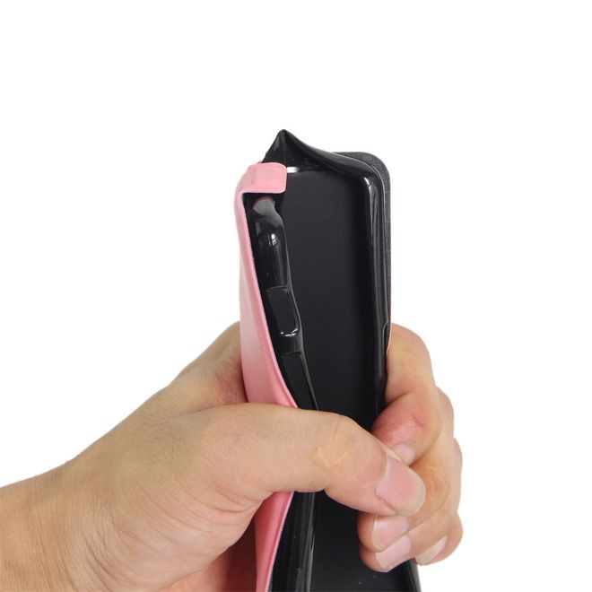 ZTE Blade V8 Mini Handyhülle - Crazy Horse Leder Flip Case - vertikal - pink
