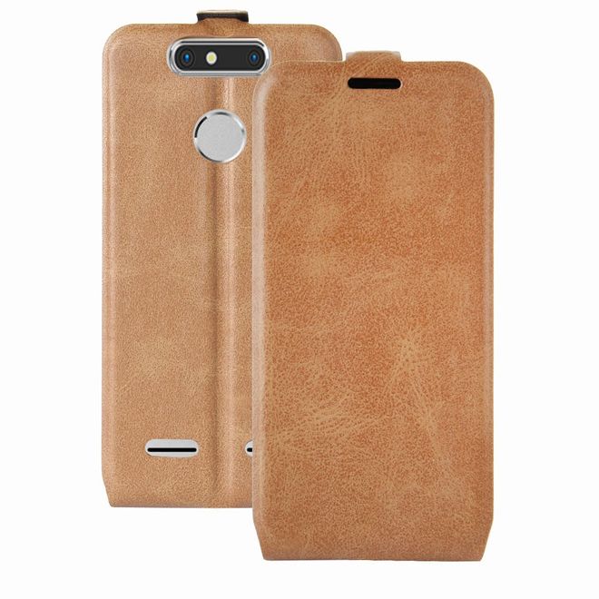 ZTE Blade V8 Mini Handyhülle - Crazy Horse Leder Flip Case - vertikal - braun