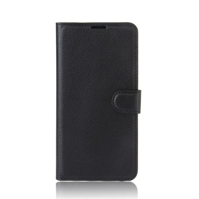 ZTE Blade V8 Lite Handy Hülle - Case aus Leder - mit Litchitextur und Standfunktion - schwarz