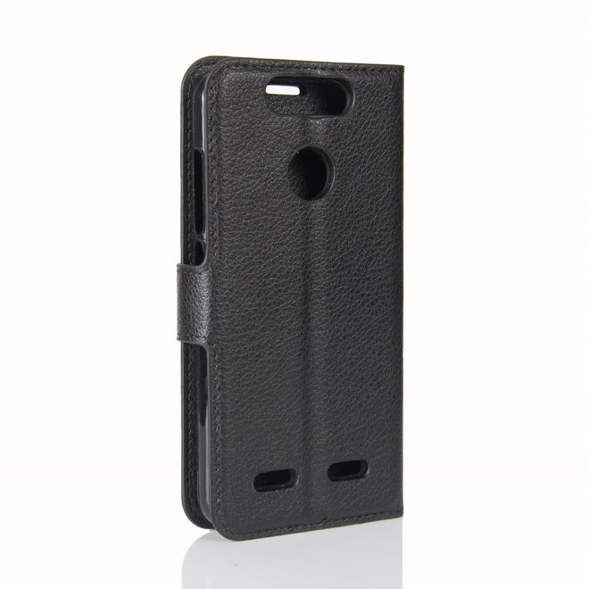 ZTE Blade V8 Lite Handy Hülle - Case aus Leder - mit Litchitextur und Standfunktion - schwarz
