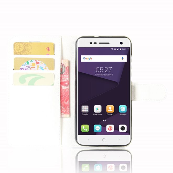 ZTE Blade V8 Lite Handy Hülle - Case aus Leder - mit Litchitextur und Standfunktion - weiss