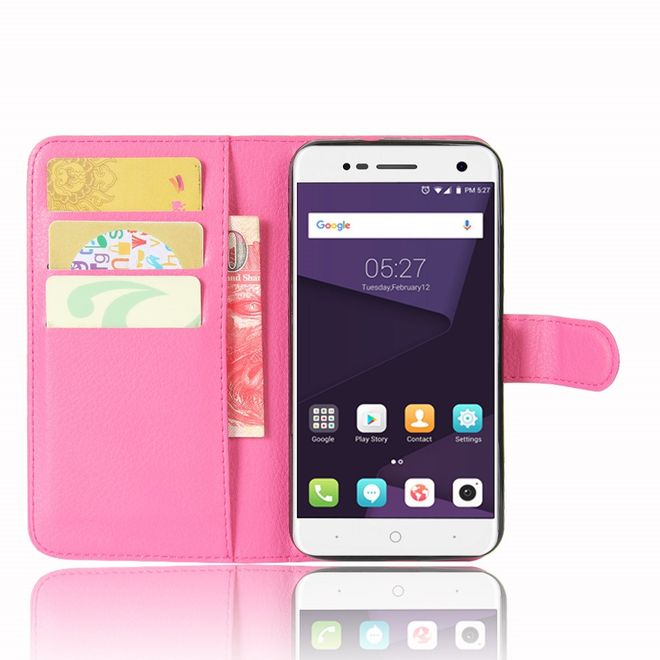 ZTE Blade V8 Lite Handy Hülle - Case aus Leder - mit Litchitextur und Standfunktion - rosa