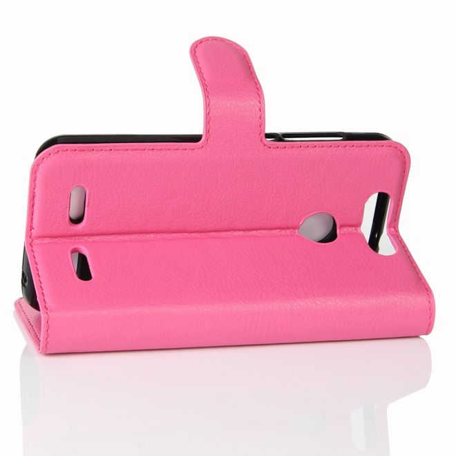 ZTE Blade V8 Lite Handy Hülle - Case aus Leder - mit Litchitextur und Standfunktion - rosa