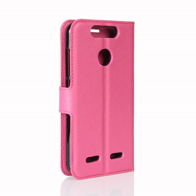 ZTE Blade V8 Lite Handy Hülle - Case aus Leder - mit Litchitextur und Standfunktion - rosa