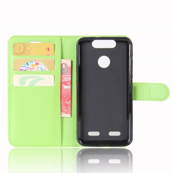 ZTE Blade V8 Lite Handy Hülle - Case aus Leder - mit Litchitextur und Standfunktion - grün