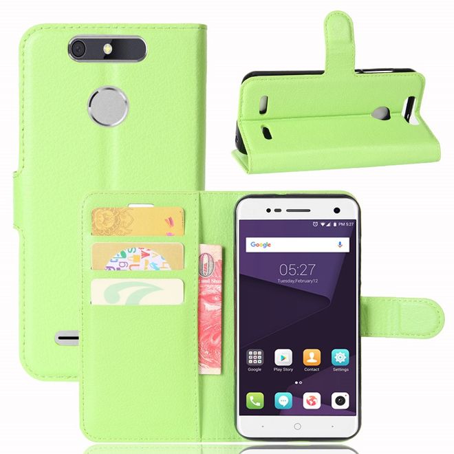 ZTE Blade V8 Lite Handy Hülle - Case aus Leder - mit Litchitextur und Standfunktion - grün