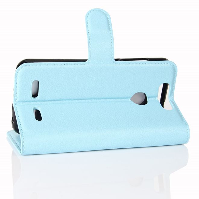 ZTE Blade V8 Lite Handy Hülle - Case aus Leder - mit Litchitextur und Standfunktion - hellblau